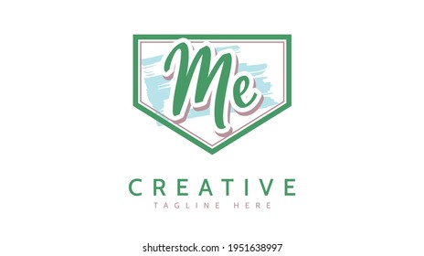 ME Initials, handwriting logo vector