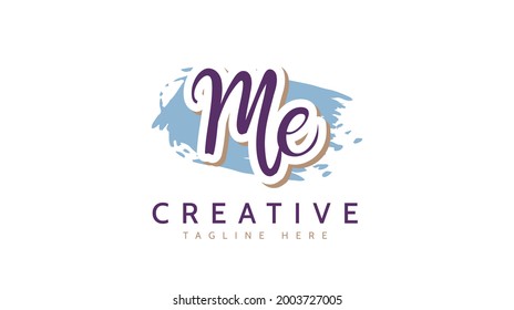 ME Initials, handwriting logo vector