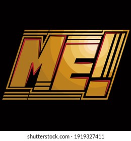 ¡yo! Grabado vectorial aislado con bellas letras únicas con gradiente dorado y líneas rojas. dibujo brillante para imprimir en placas, camisetas, pegatinas, pancartas, bolsas.