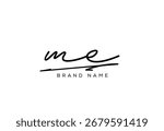 ME letter elegant cursive beauty handwriting logo.