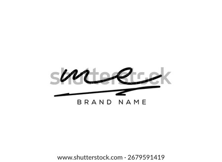 ME letter elegant cursive beauty handwriting logo.