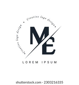 ME Letter Logo Design with a Creative Cut. Creative logo design