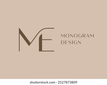 Design do ícone de logotipo da letra ME. Monograma de iniciais de luxo estilo clássico.