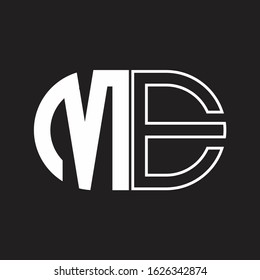 ME Letter logo monogram with oval shape negative space design template