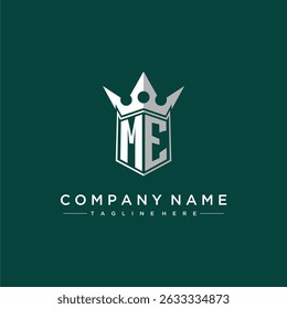 ME letter monogram initial logo for shield and crown design