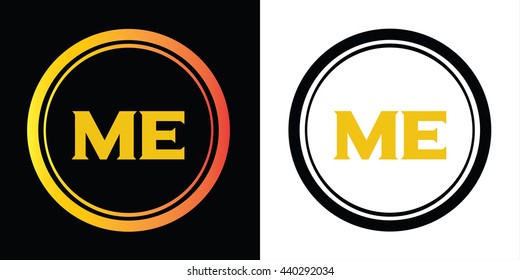 ME letters icon design template elements in abstract background logo, design identity in circle, alphabet letter