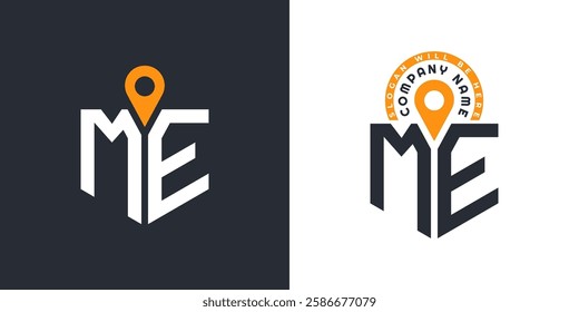 ME Location Logo Bundle. Letter ME Logo Dual Vector Icons for Recruitment and Navigation