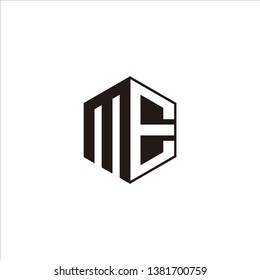 ME Logo Initial Monogram Negative Space Designs Modern Templete with Black color and White Background