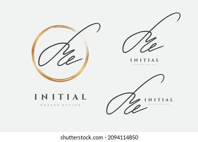 Ich Logo. Die Initialen schreiben mir in den goldenen Kreis. Ursprüngliche Unterschrift. Design-Handschrift-Monogramm für Mode. Handgeschriebener Identitätsname. Abstrakte Pinselschriftart. Brush Schreiben Kalligrafie. Schreiben Sie Skript. Vektorgrafik