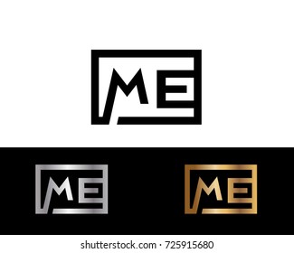 ME Logo. Letter Design Vector with Black Gold Silver Colors


