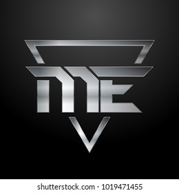ME Logo, Metal Logo, Silver Logo, Monogram, Polygon