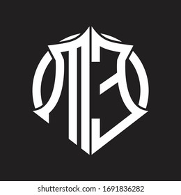 ME Logo monogram with emblem and circle rounded design template
