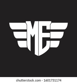 ME Logo monogram with emblem and wings element design template