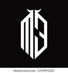 ME Logo monogram with horn shape isolated black and white design template on black background