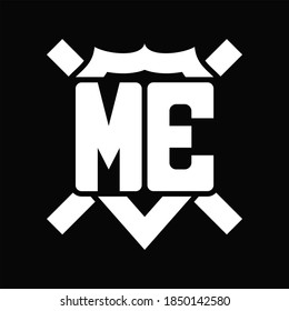 ME Logo monogram isolated on shield shape with rounded line on black background