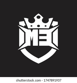 ME Logo monogram isolated with shield and crown design template