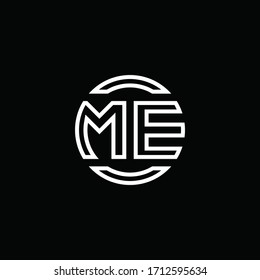 ME logo monogram with negative space circle rounded design template