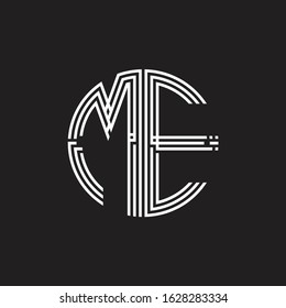 ME Logo monogram triple ribbon style line design template isolated on black background