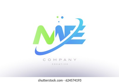 me m e alphabet green blue swoosh letter company logo vector icon design template