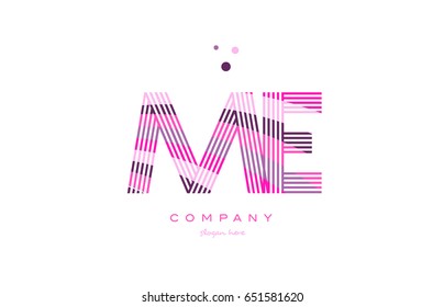 me m e alphabet letter logo pink purple line font creative text dots company vector icon design template