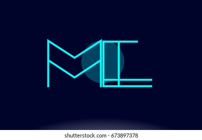 me m e blue line circle letter logo alphabet creative company vector icon design template