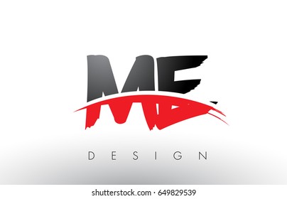 ME M E Brush Logo Letters Design with Red and Black Colors and Brush Letter Concept.