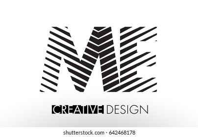 ME M E Lines Letter Design with Creative Elegant Zebra Vector Illustration.