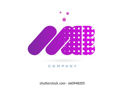 me m e pink dots dotted letter logo alphabet creative company vector icon design template