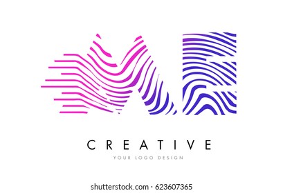 ME M E Zebra Letter Logo Design with Black and White Stripes Vector