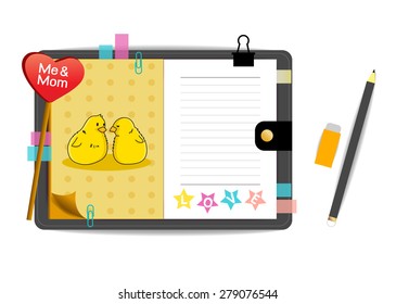 me and mom chickens with love yellow notebook
