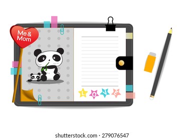 me and mom pandas with love grey notebook