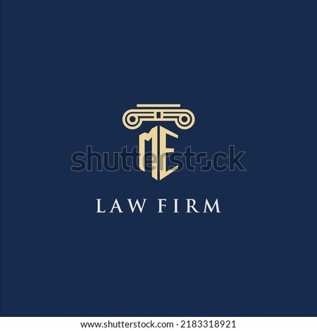 ME monogram initial logo for lawfirm with pillar design