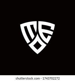 ME monogram logo with modern shield style design template isolated on black background