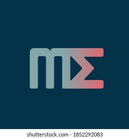 ME monogramm logo.Abstraktes geometrisches typografisches Symbol.Neonfarbige Buchstaben m und Buchstabe e.Letterzeichen einzeln auf dunklem Hintergrund.Alphabet-Initialen.Modern, Corporate, Web, Tech-Charakterformen.