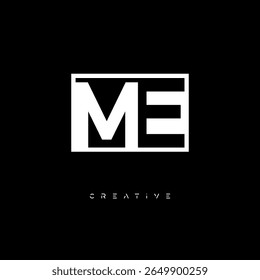 ME Negative Space Monogram – Minimalist Black and White Letter mark Logo for Creative Branding, Fashion Identity and Modern Design Concepts
