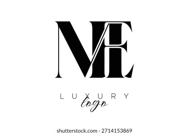 Logotipo de tipografia de monograma de letra ME Serif para identidade de marca premium elegante