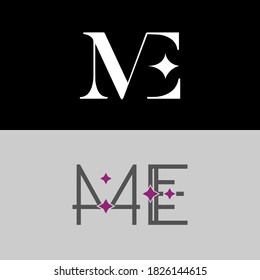 ME Text, Font, Wordmark, calligraphy , logo design and icon.Suitable for business, consulting group company.
