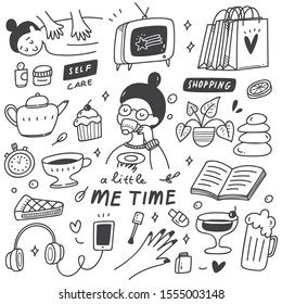 Me time concept doodle illustration