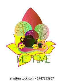 me time with tea illustrator, vector