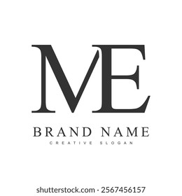 ME trendy logotype template. Initial letter m and e classic font style. Creative logo for company name or identity. Vector illustration.