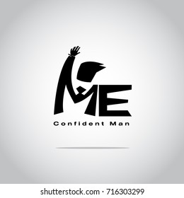 "Me" typographic logotype. confident man - vector illustration