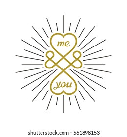 Me and you. Conceptual symbol of infinite love between two people. Vector sign design.