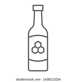 Mead thin line icon, st patrick's day and alcohol, honey sign, vector graphics, a linear pattern on a white background, eps 10
