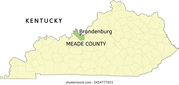 Meade County and city of Brandenburg location on Kentucky state map