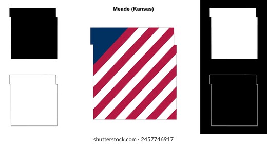 Meade County (Kansas) outline map set