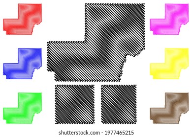 Meade, Moody and Miner County, State of South Dakota (U.S. county, United States of America) map vector illustration, scribble sketch map