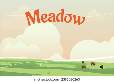 meadow in the afternoon background illustration
