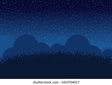 meadow and cloud under night sky background,abstract nature background concept.