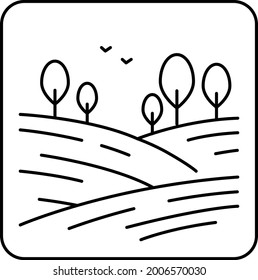 Meadow color line icon. Isolated vector element. Outline pictogram for web page, mobile app, promo