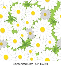  Meadow covered in Daisies Seamless Pattern
